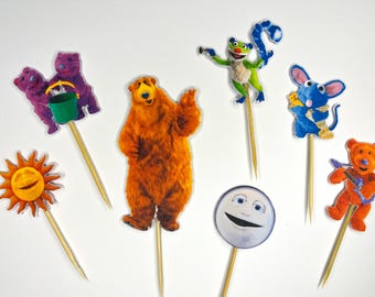 Bear in the Big Blue House Cupcake Toppers | Kids Birthday Party Decor | Nostalgic 90s Party Picks | Handmade Cake Decorations