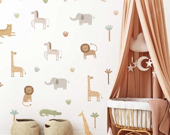 Magical Safari Wonderland Decals - Enchanting Lion, Giraffe and Elephant Stickers - Eco-Friendly Nursery & Living Room Decor