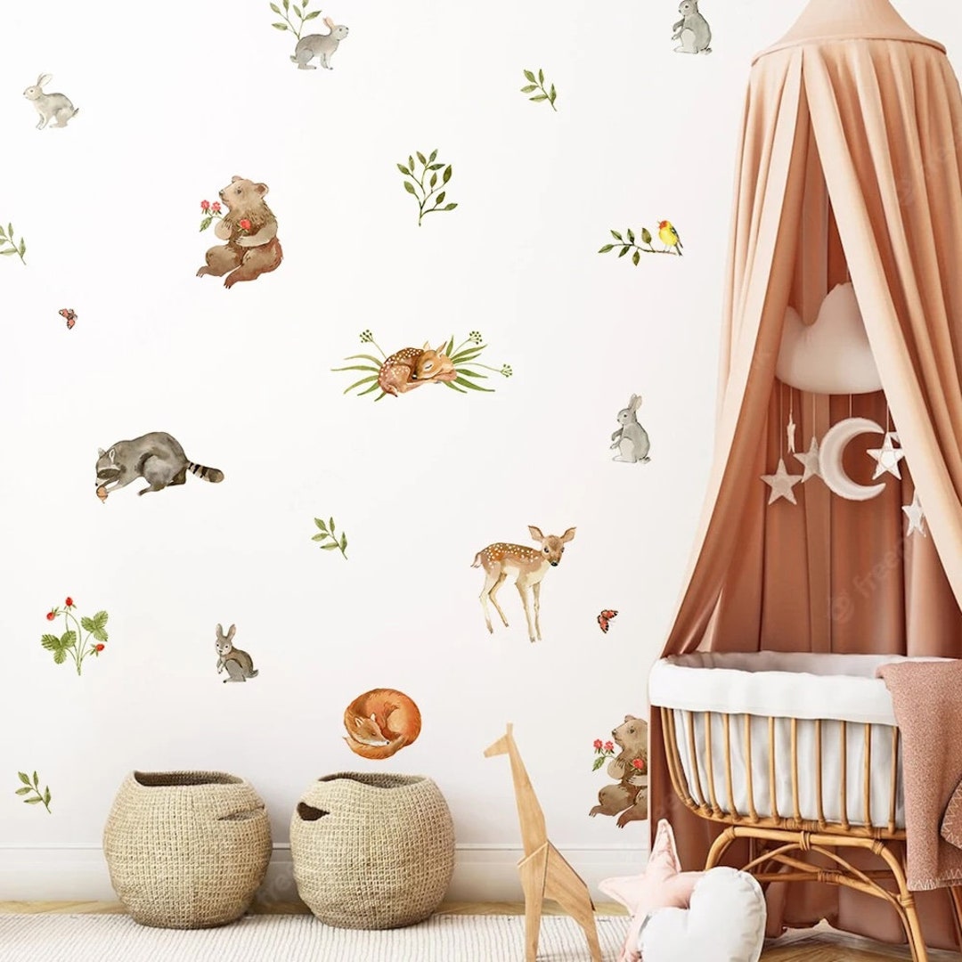 Enchanting Woodland Critters Wall Decals Gentle Forest Nursery Stickers