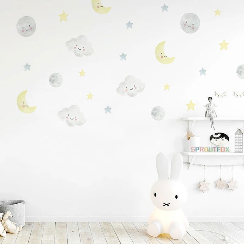 Cloud Wall Decals For Kids Room – 32-Piece Nursery Wall Stickers, Removable Vinyl Decor For Baby Boys & Girls - View #5