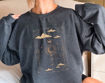 Moon Phase Sweatshirt, Celestial, Astrology, Sun and Moon, Vintage Sweatshirt, Sweatshirt for Women, Graphic Tee, Moon Tarot, Boho