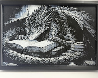 Arte de lectura de dragones / Decoración para amantes de los libros de fantasía impresa en 3D de HueForge
