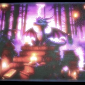 3D Printed Baby Dragon Lithophane Light Box | Fantasy Reading Nook Decor (LED Night Light)