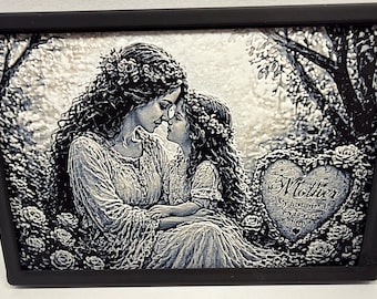 Arte Hueforge Madre e Hija / Impresión en capas 3D, Decoración enmarcada