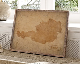 Vintage Austria Map Wall Art Print