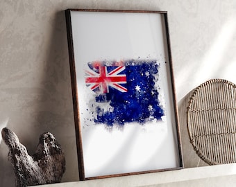 Australia Watercolor Flag Wall Art Print | Australian Travel Poster