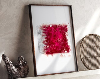 Qatar Watercolor Flag Wall Art Print | Qatar Travel Poster