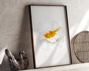 Cyprus Watercolor Flag Wall Art Print | Cyprus Travel Poster