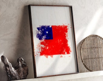 Impresión de arte mural con la bandera de acuarela de Samoa / Póster de viaje a Santa Lucía