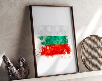 Bulgaria Watercolor Flag Wall Art Print | Bulgaria Travel Poster