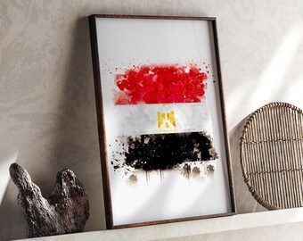 Egypt Watercolor Flag Wall Art Print | Egypt Travel Poster | Egyptian Art