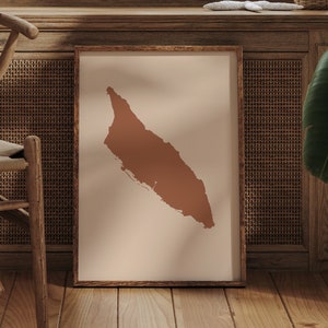 Mapa de Aruba Boho Arte de parede Impressão Pôster de viagem de meados do século