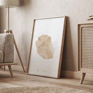 Réunion Karte Beige & Gold Wand Kunst Druck