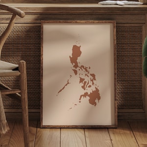 Philippines Map Boho Wall Art Print Mid Century Travel Poster