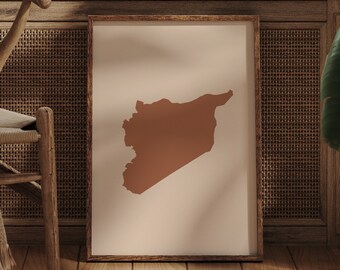 Syria Map Boho Wall Art Print Mid Century Travel Poster