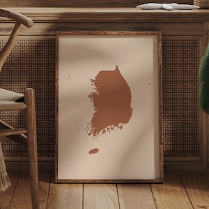 Südkorea Karte Boho Wand Kunst Druck Mid Century Reise Poster