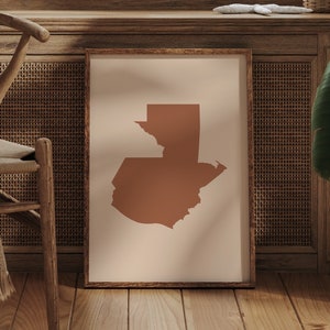 Guatemala Map Boho Wall Art Print Mid Century Travel Poster