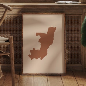 Republik Kongo Karte Boho Wand Kunst Druck Mid Century Reise Poster