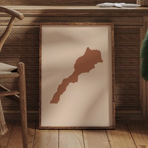 Carte du Maroc, impression d'art mural bohème, affiche de voyage du milieu du siècle