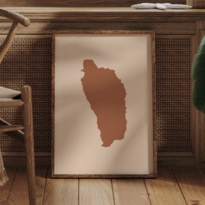 Dominica Karte Boho Wand Kunst Druck Mid Century Reise Poster