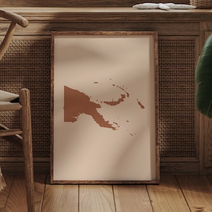 Papua New Guinea Map Boho Wall Art Print Mid Century Travel Poster