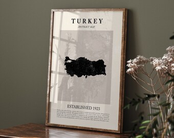 Abstract Turkey Map Vintage Wall Art Print Picasso + Matisse Inspired Travel Poster