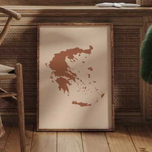 Griechenland Karte Boho Wand Kunst Druck Mid Century Reise Poster