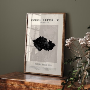 Tschechische Republik Karte Vintage Abstraktes Wand-Kunstdruck Picasso + Matisse inspiriertes Reise-Plakat