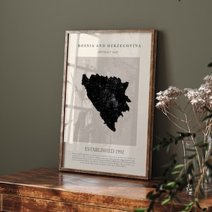 Mapa da Bósnia e Herzegovina, arte de parede abstrata vintage, impressão de pôster de viagem inspirado em Picasso e Matisse