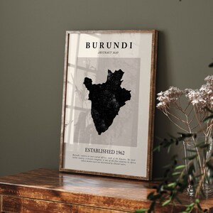 Burundi Karte Vintage Abstraktes Wand-Kunstdruck Picasso + Matisse inspiriertes Reise-Plakat