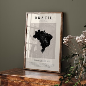 Brasilien Karte Vintage Abstrakte Wand Kunst Druck Picasso + Matisse Inspiriert Reise Poster