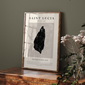 St. Lucia Karte Vintage Abstrakte Wand Kunst Druck Picasso + Matisse Inspiriert Reise Poster