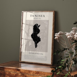 Abstrakte Tunesien Karte Vintage Wand Kunst Druck Picasso + Matisse Inspiriert Reise Poster