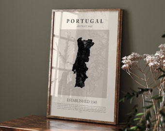 Portugal Map Vintage Abstract Wall Art Print Picasso + Matisse Inspired Travel Poster