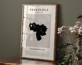 Abstract Venezuela Map Vintage Wall Art Print Picasso + Matisse Inspired Travel Poster