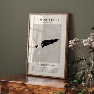 Abstrakt Landkarte Timor-Leste Vintage Wand Kunst Picasso + Matisse Inspiriert Reise Poster
