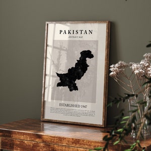Pakistan Map Vintage Abstract Wall Art Print Picasso + Matisse Inspired Travel Poster