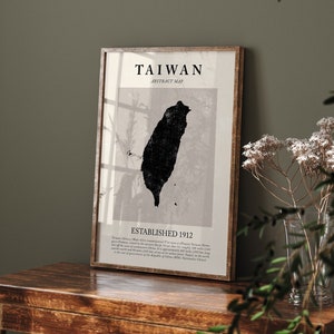 Abstrakte Taiwan Karte Vintage Wandkunst Druck Picasso + Matisse Inspiriertes Reiseplakat