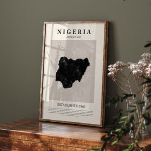 Nigeria Karte Vintage Abstraktes Wand Kunst Druck Picasso + Matisse Inspiriertes Reise Poster