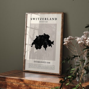 Abstrakte Schweiz Karte Vintage Wand Kunst Druck Picasso + Matisse Inspiriert Reise Poster