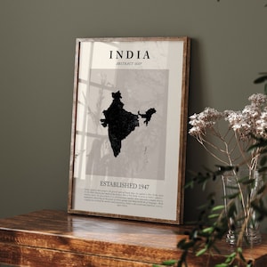 Indien Karte Vintage Abstrakte Wand Kunst Druck Picasso + Matisse Inspiriert Reise Poster
