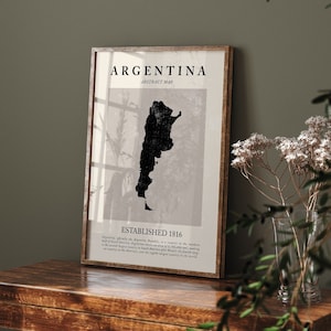 Argentinien Karte Vintage Abstraktes Wand-Kunstdruck Picasso + Matisse inspiriertes Reise-Plakat