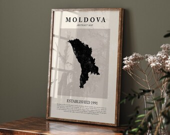 Moldova Map Vintage Abstract Wall Art Print Picasso + Matisse Inspired Travel Poster