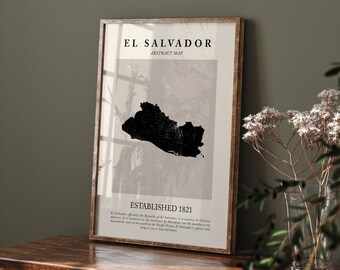 El Salvador Map Vintage Abstract Wall Art Print Picasso + Matisse Inspired Travel Poster