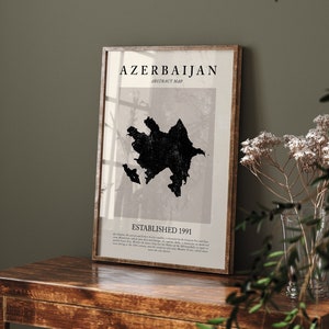 Aserbaidschan Karte Vintage Abstrakte Wand Kunst Druck Picasso + Matisse Inspiriert Reise Poster