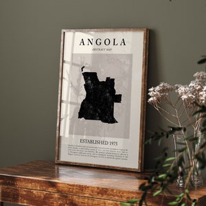 Mapa de Angola, arte de parede abstrata vintage, impressão de pôster de viagem inspirado em Picasso e Matisse