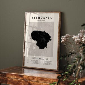 Mapa da Lituânia, arte de parede abstrata vintage, impressão de pôster de viagem inspirado em Picasso e Matisse