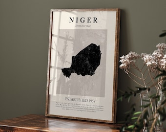 Niger Map Vintage Abstract Wall Art Print Picasso + Matisse Inspired Travel Poster