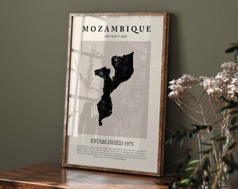 Mozambique Map Vintage Abstract Wall Art Print Picasso + Matisse Inspired Travel Poster