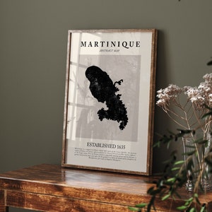 Martinique Landkarte Vintage abstraktes Wand-Kunstdruck Picasso + Matisse inspiriertes Reise-Plakat
